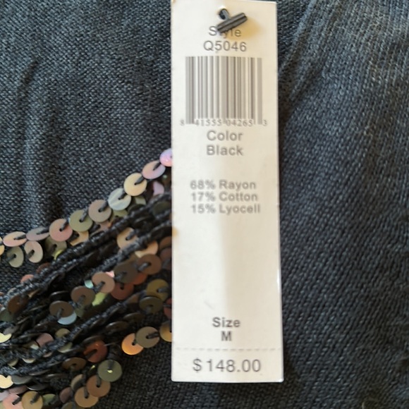 Black knit tank with sequin with small pallet sequins Med NWT - Picture 4 of 6